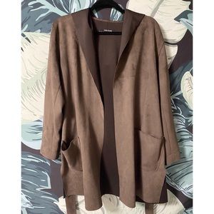 ZARA • Suede Cardigan with hood
